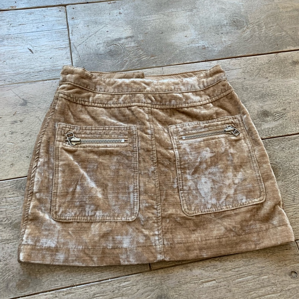 Free People Dust to Dust Velvet Skirt in Tan